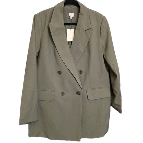 a new day Jackets & Blazers - NWT L Women's Olive Green Lined Blazer with Front‎ Pockets and Button Detail